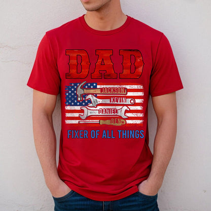 Personalized Fathers Day Shirts for Dad, Grandpa Shirt with Grandkids Names, Gifts for Dad Hunting Fishing