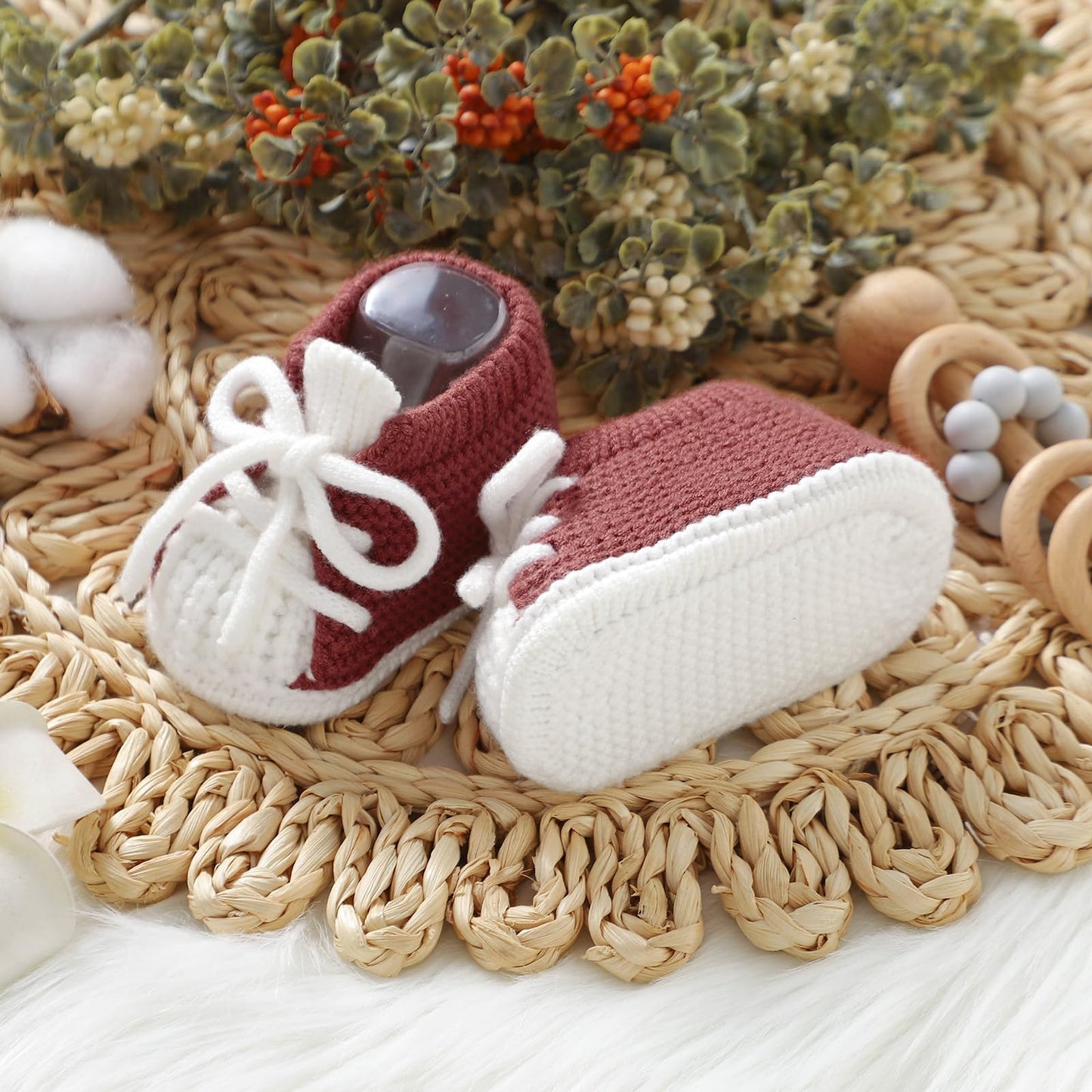 DovFanny Baby Booties Newborn Baby First Shoes Cozy Warm Knit Soft Booties for Toddler Infant Boy Girl