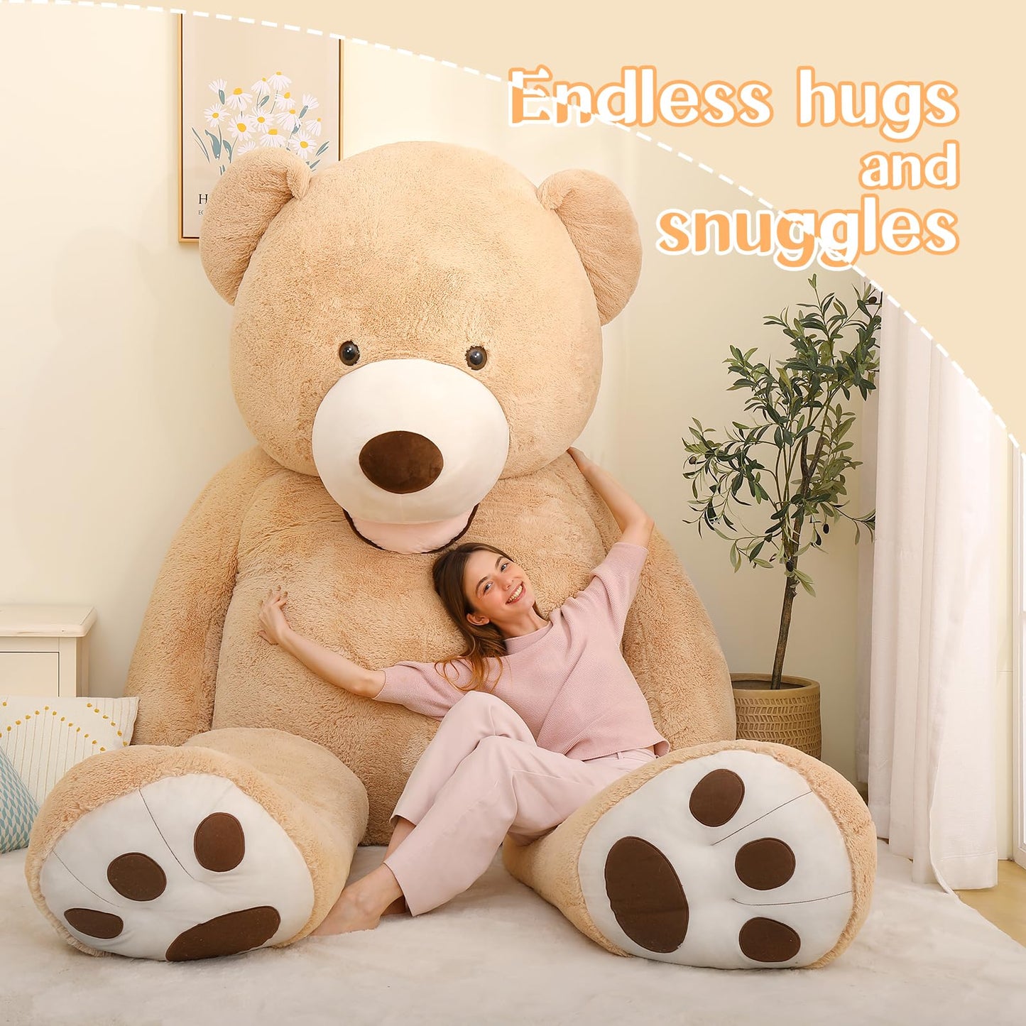 MaoGoLan Giant Teddy Bear Stuffed Animal, 10 Feet Tall, Jumbo Size Plush, Charming and Fluffy for Decorations, Celebrations, Valentine's Day