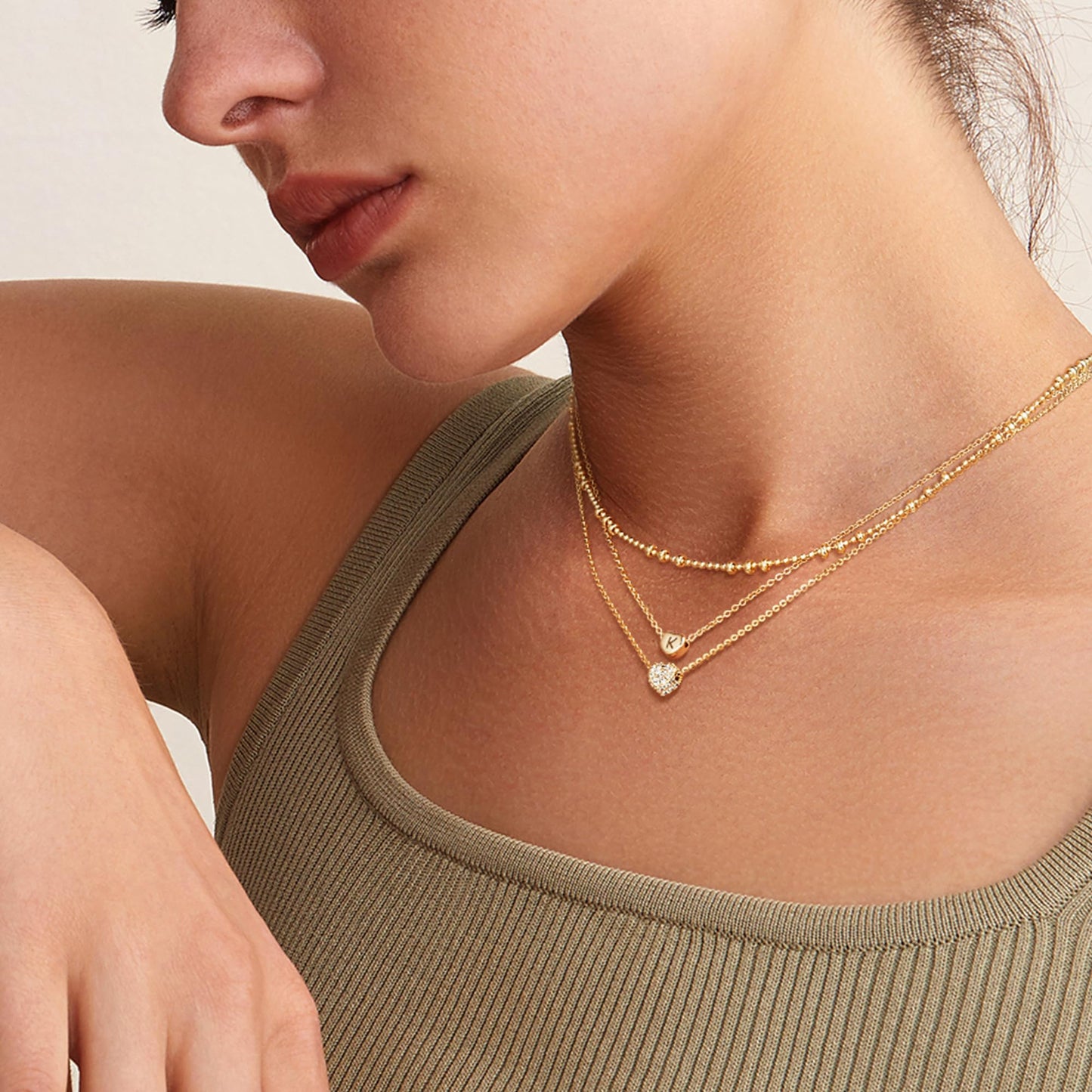 Tiny Gold Initial Heart Necklace-14K Gold Plated Handmade Dainty Letter Heart Necklace for Women Necklace Jewelry