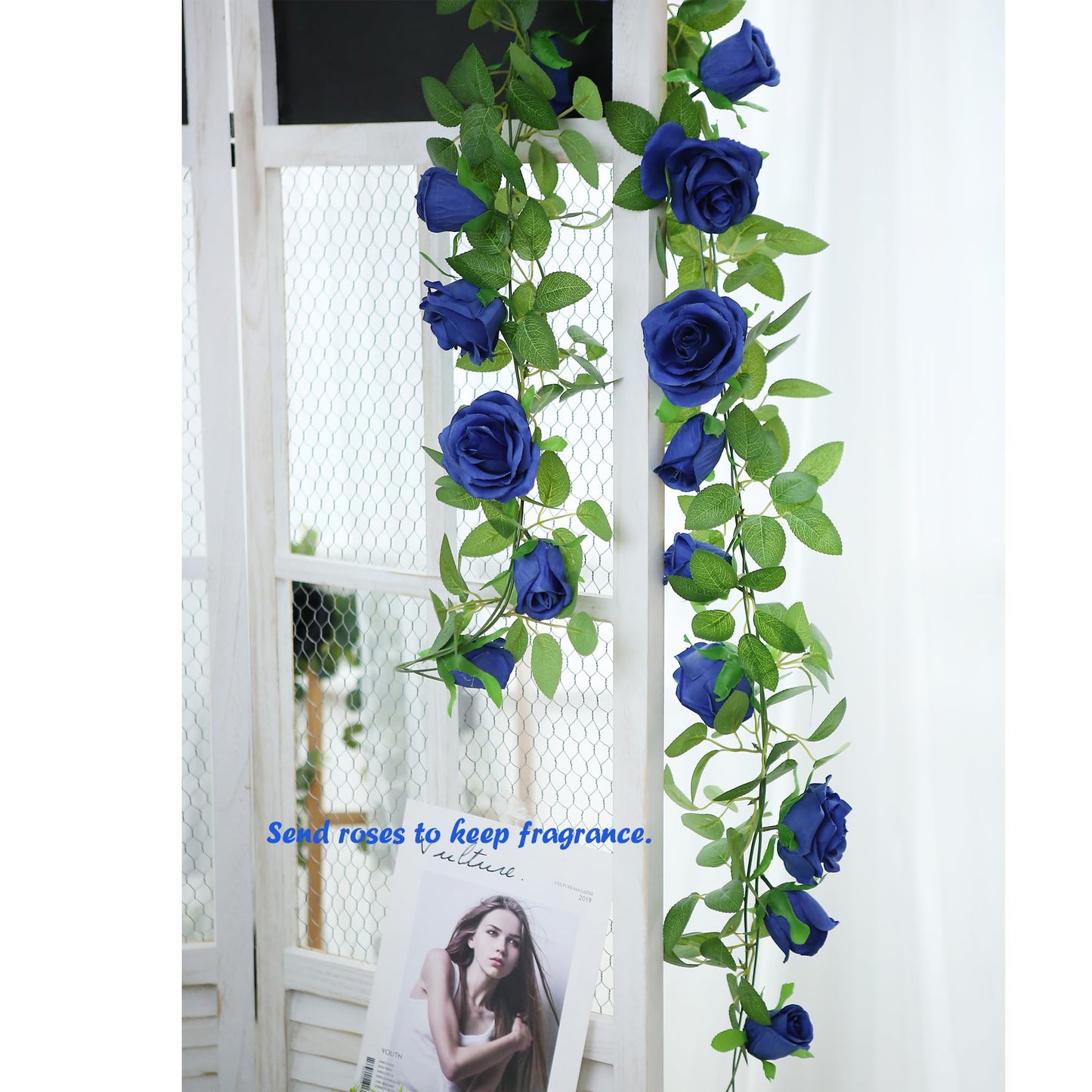 Felice Arts 2 Pack Pink Artificial Rose Garland Each 6.5FT Fake Rose Vine Hanging Floral Garland for Wedding Flowers Table Centerpiece Arrangement Baby Shower Decor