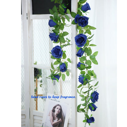 Felice Arts 2 Pack Pink Artificial Rose Garland Each 6.5FT Fake Rose Vine Hanging Floral Garland for Wedding Flowers Table Centerpiece Arrangement Baby Shower Decor