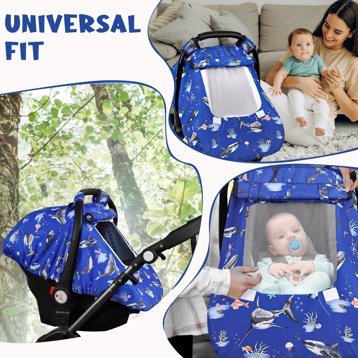 Pea Pod Car Seat Cover Baby, Infant Car Seat Canopy Covers for Newborn with 2 Layers Windows of Breathable Mesh Fabric, Lightweight Polyester/Soft Minky Dot Backing (Floral & Rainbow)