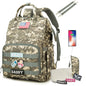 Diaper Bag Backpack for Dad and Mom with USB Charging Port Stroller Straps and Insulated Pocket,army military Travel Nappy Backpack for Daddy/Mommy (Black)
