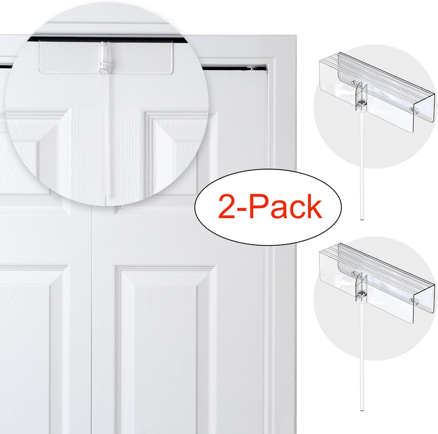 (2- Pack) - Safety Innovations Bi-fold Door Lock - Closet Protection Child and Pet Proof Bi-fold Door Lock - Tool-Free Installation - Unbreakable Clear Polycarbonate - for 1 3/8" Thick Wood Doors