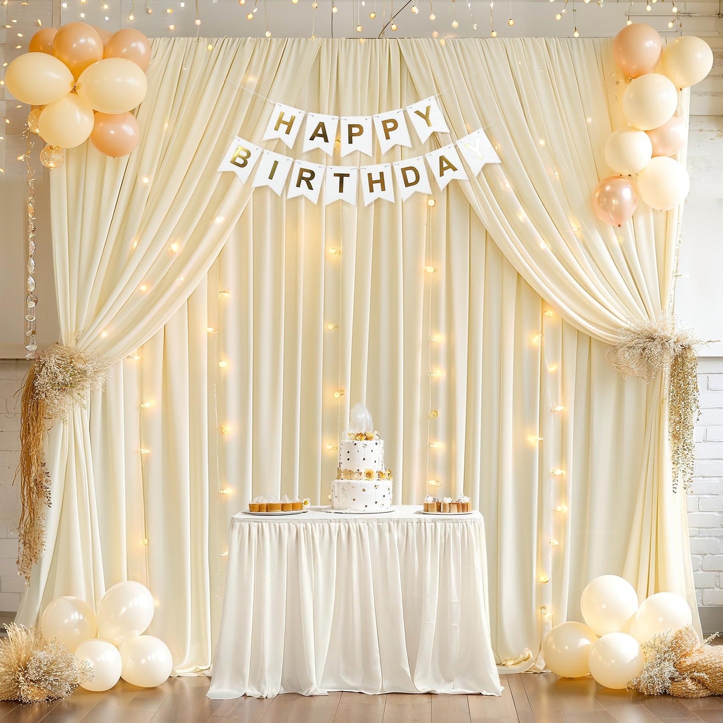 10x10ft Pink Backdrop Curtain with Lights String for Parties Wedding Wrinkle Free Soft Curtains Photo Backdrop Drapes for Girls Birthday Baby Shower Background Decorations 5x10ft, 2 Panels