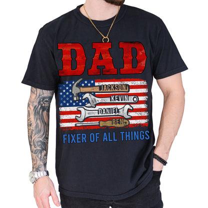 Personalized Fathers Day Shirts for Dad, Grandpa Shirt with Grandkids Names, Gifts for Dad Hunting Fishing