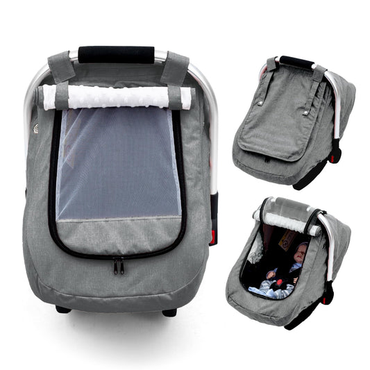 Waterproof Car Seat Cover Baby, 3D Mink Dot Infant Car Seat Cover with 2 Breathable Vents, Universal Carseat Canopy for Girls Boys, Baby Carrier Cover for All Seasons, Protect from Sunlight Rain