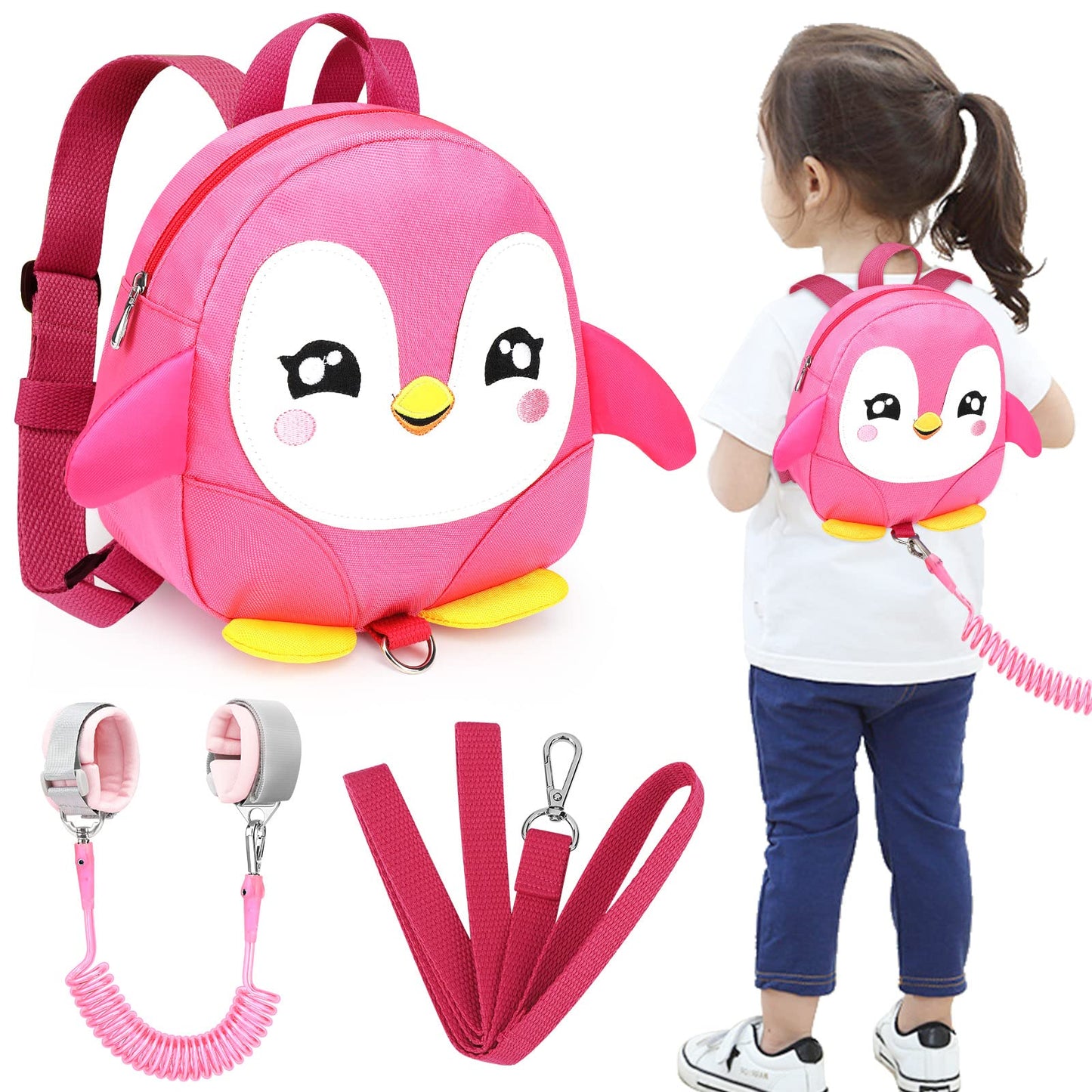 Accmor Toddler Harness Backpack Leash, Cute Dinosaur Backpacks with Anti Lost Wrist Link, Cute Mini Child Backpack Wristband Tether Strap and Protection Leashes for Boys Girls Aged 1-3 Years
