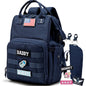 Diaper Bag Backpack for Dad and Mom with USB Charging Port Stroller Straps and Insulated Pocket,army military Travel Nappy Backpack for Daddy/Mommy (Black)