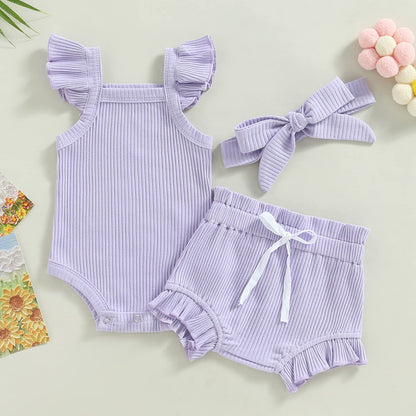 Murnouche Newborn Baby Girl Summer Clothes Sleeveless Floral Top Ribbed Shorts Boho Outfit Set