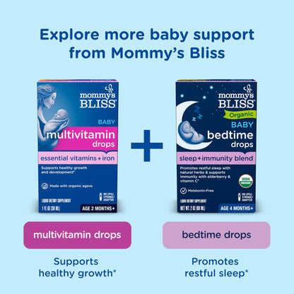 Mommy's Bliss Baby Probiotic Drops, Daily Gas, Constipation, and Colic Symptom Relief + Immune Support, Newborns & Up, 0.34 Fl Oz (30 Servings)