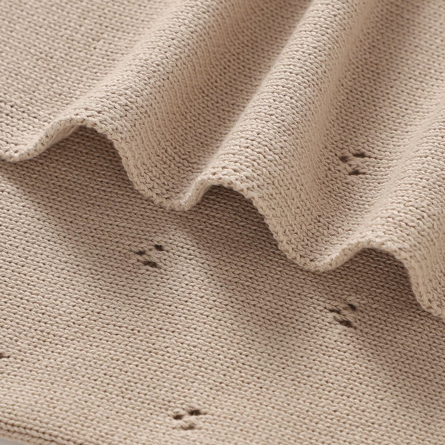mimixiong Organic Cotton Baby Blanket Neutral Knitted Soft Crib Nursery Swaddling Receiving Blankets for Newborn Baby Boy Girl 40x30 Inch (Oatmeal)