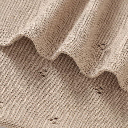 mimixiong Organic Cotton Baby Blanket Neutral Knitted Soft Crib Nursery Swaddling Receiving Blankets for Newborn Baby Boy Girl 40x30 Inch (Oatmeal)