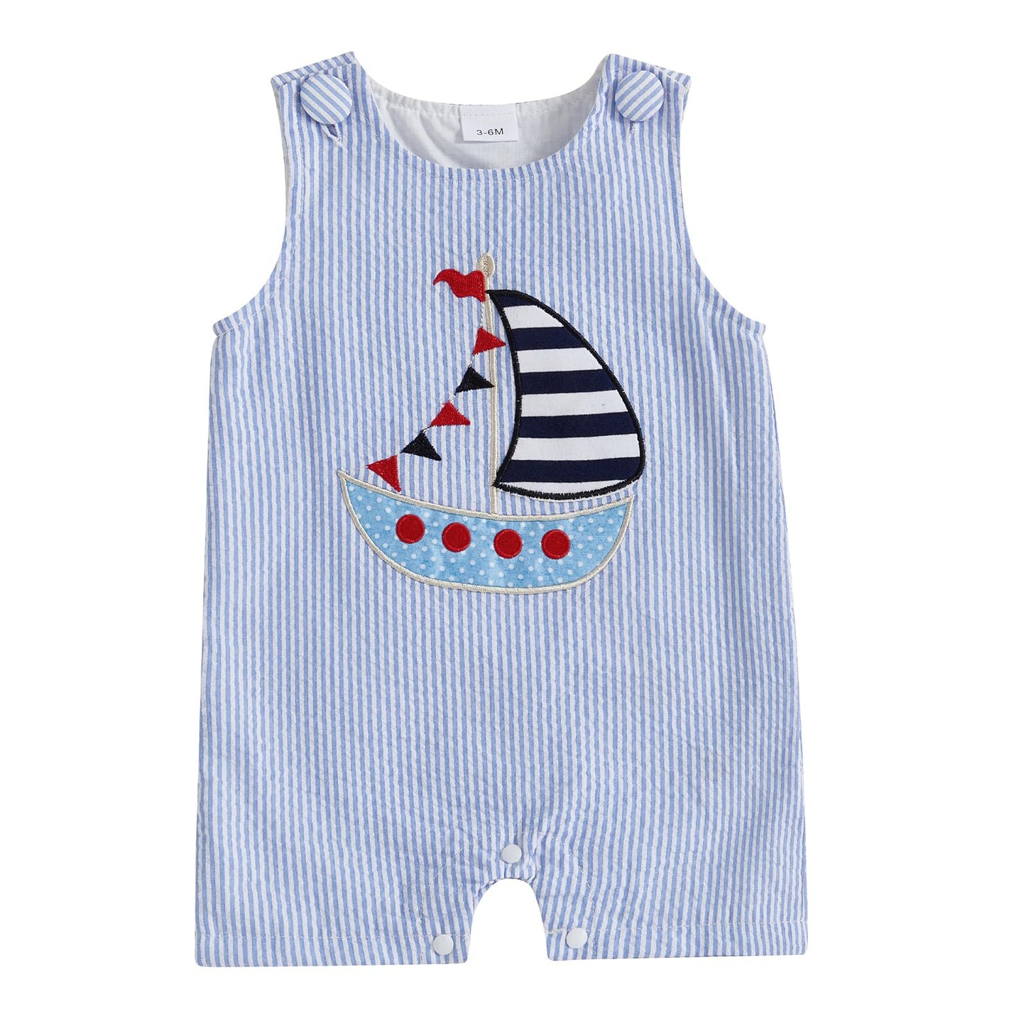 YINGISFITM Newborn Baby Boy Clothes Sailboat Overalls Sleeveless Jumpsuit Infant Bodysuit Toddler Outfits