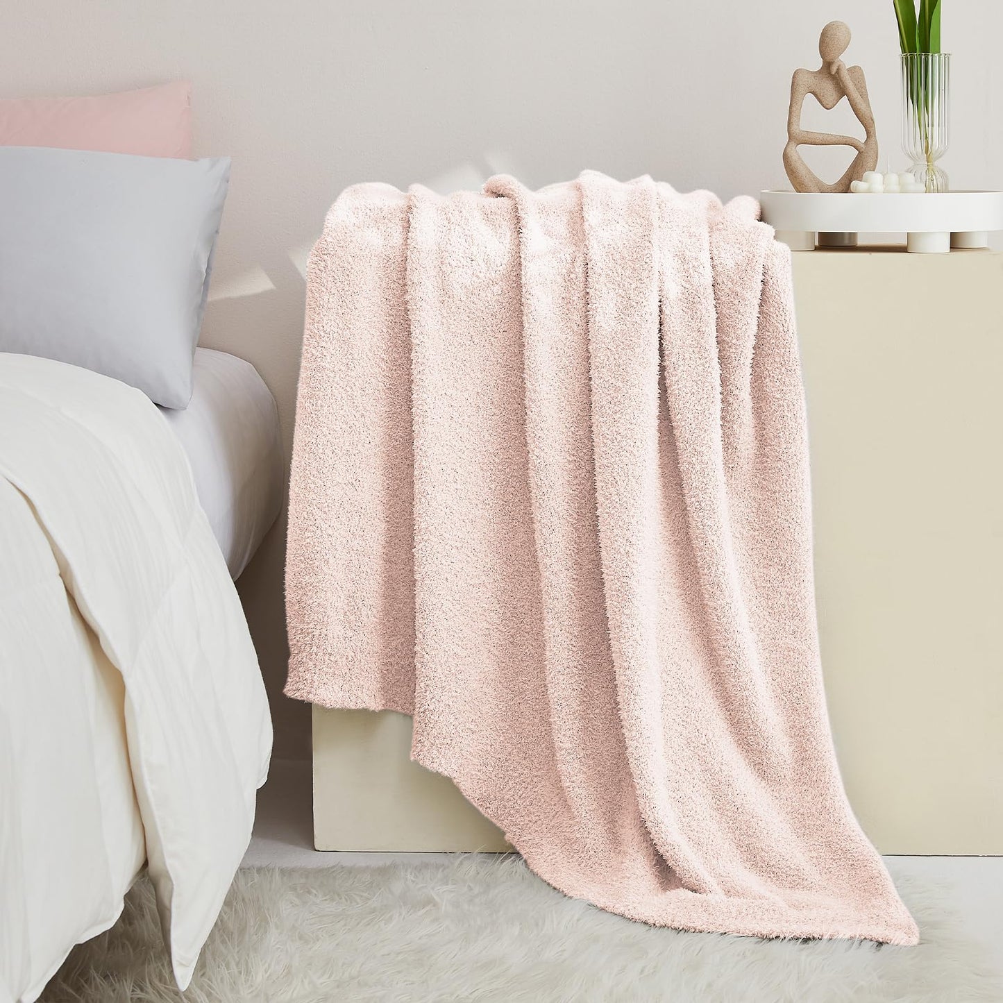 CYMULA Kids Blanket for Boys Girls 30x40 inches, Soft Cozy Fuzzy Swaddle Throw Blanket for Crib Stroller, White