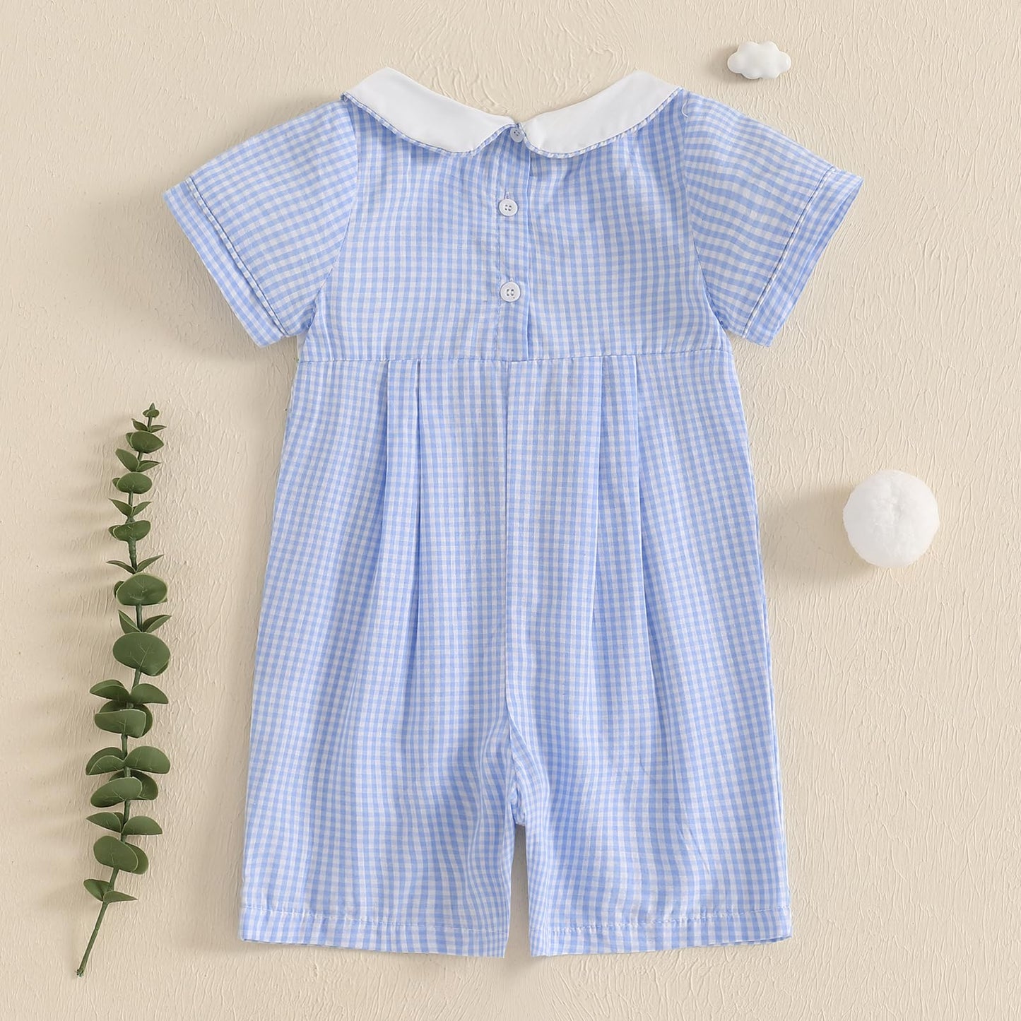 Baby Boy Rompers Half Button-up Jumpsuit Short Sleeve Bodysuit Summer Clothes
