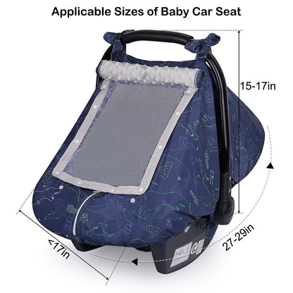 Unicorn Castle Baby Car Seat Cover Infant Car Seat Covers for Babies Breathable Car Seat Canopy Mesh Window Carseat Cover for Four Seasons Newborn