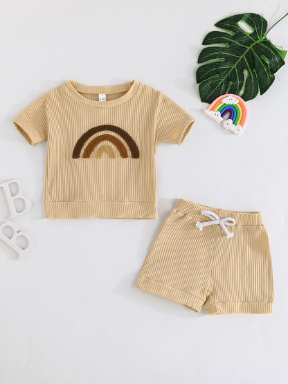 SUREPOCH Baby Boy Clothes Set Summer Toddler Short-Sleeve Shirt & Elastic Waist Shorts Set For Baby Boy Outfits