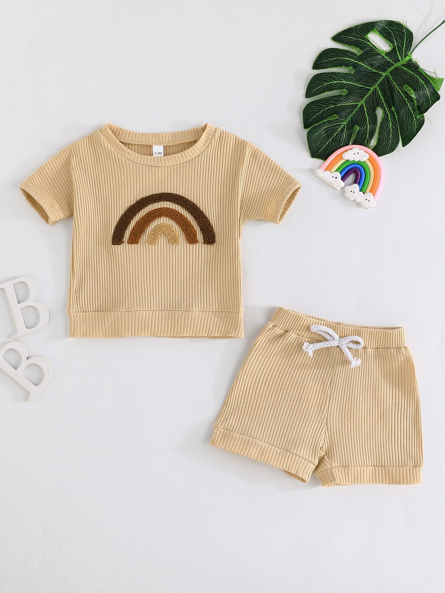 SUREPOCH Baby Boy Clothes Set Summer Toddler Short-Sleeve Shirt & Elastic Waist Shorts Set For Baby Boy Outfits