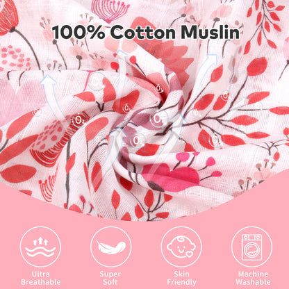 Rquite Car Seat Cover, Muslin Cotton Infant Car Seat Canopy, Breathable Baby Carrier Cover, Summer Stroller Sun Shade, Flower