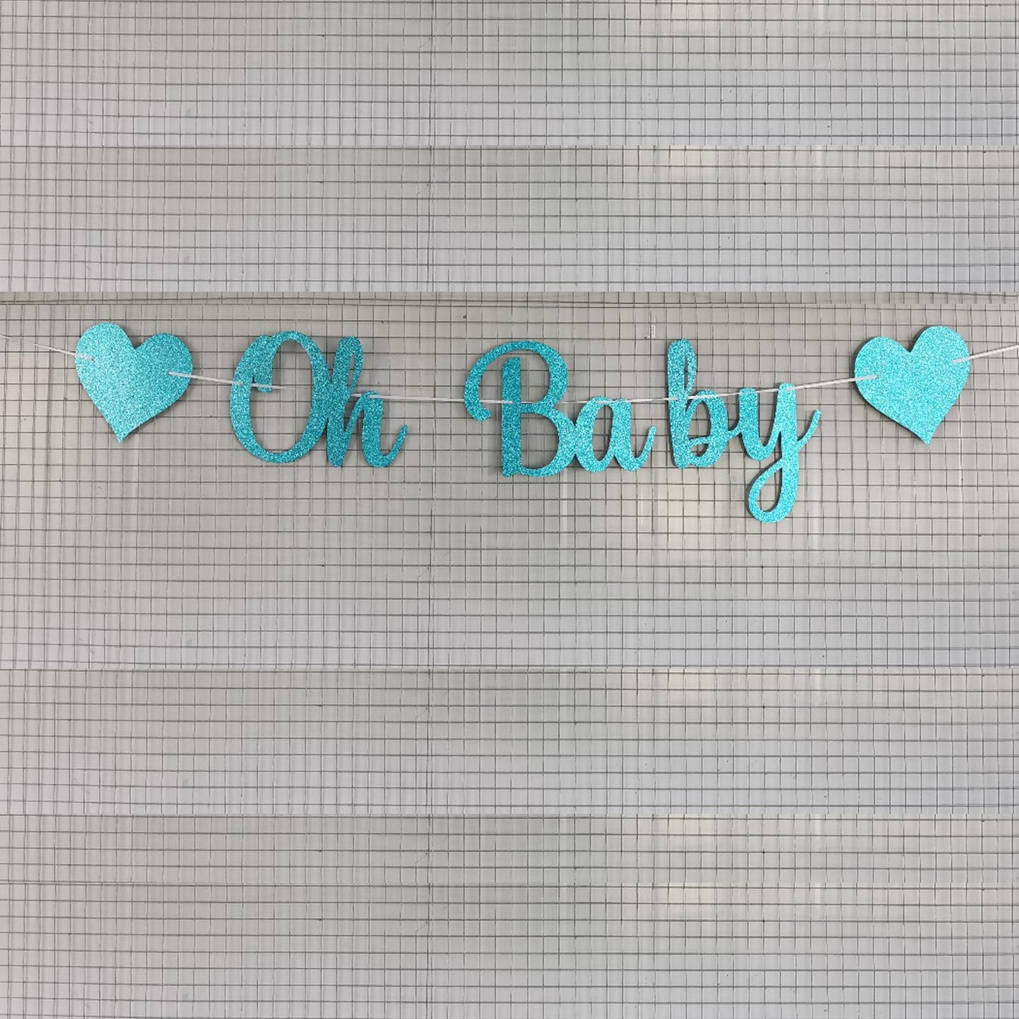 Pre-Strung Baby Shower Banner Oh Baby Sign Rose Gold Glittery Letters | Teddy Bear Gender Reveal Decorations | Baby Sprinkle Decorations for Girl Boy | Baby Gender Reveal Party Decoration Supplies