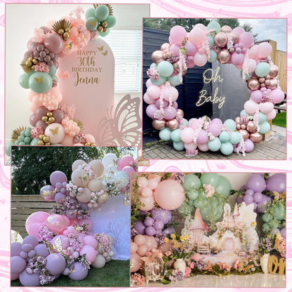 Pink White Balloon Arch Kit, Double Stuffed Pastel Pink Ivory White Balloon Garland, Baby Pink Cream White Balloons with 3pcs 18Inch Clear Balloons for Girls Birthday Baby Shower Party Decorations