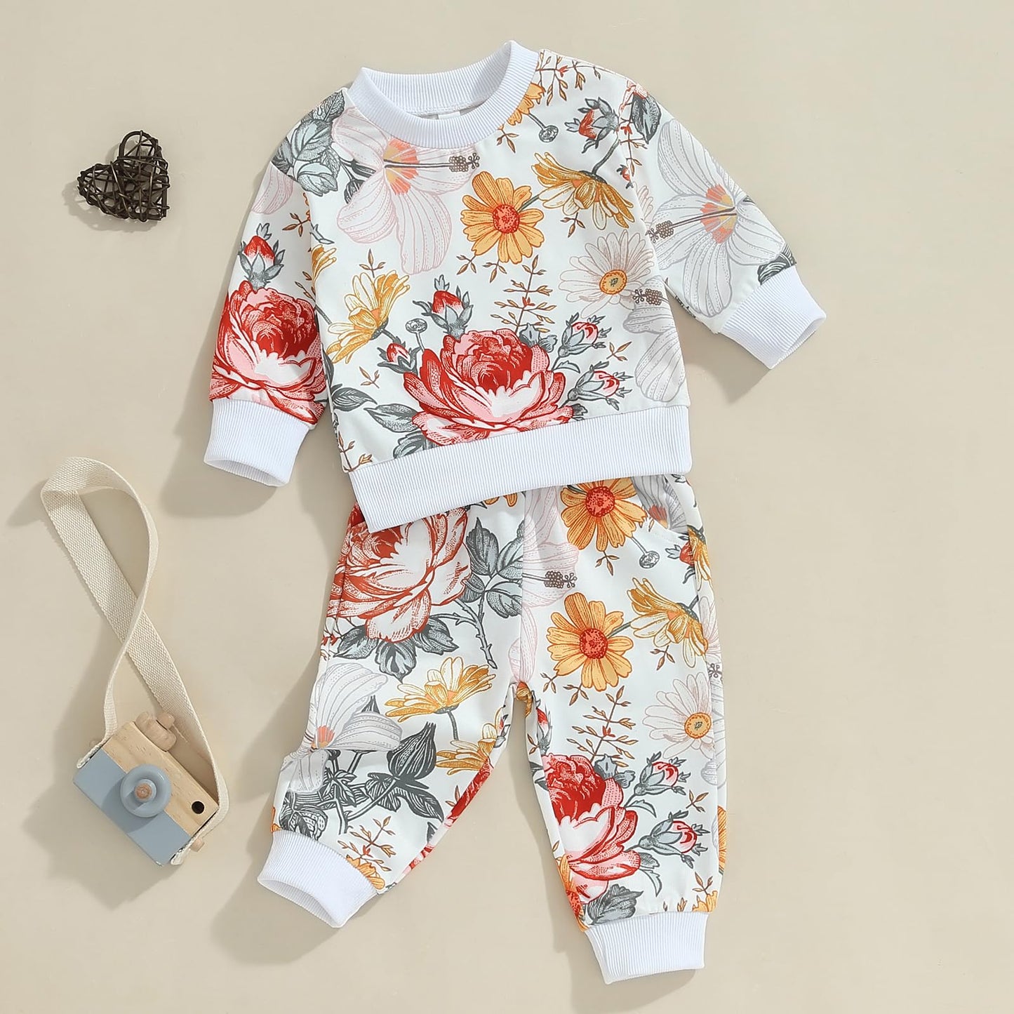 Mubineo Toddler Baby Girl Clothes Cute Long Sleeve Sweatshirt Sweatpant Outfits Fall Winter Tops Pant Outfit Sweatsuit