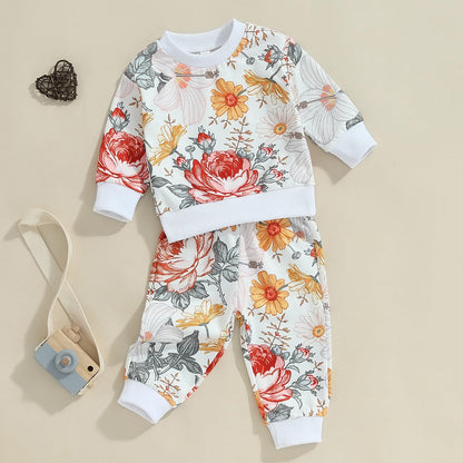 Mubineo Toddler Baby Girl Clothes Cute Long Sleeve Sweatshirt Sweatpant Outfits Fall Winter Tops Pant Outfit Sweatsuit