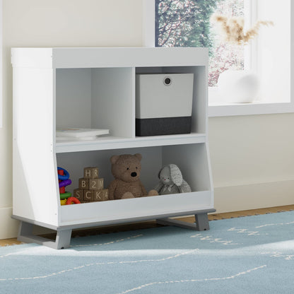Storkcraft Modern Nursery Changing Table Dresser (White with White) – GREENGUARD Gold Certified, Dresser for Nursery, Changing Table With Drawers