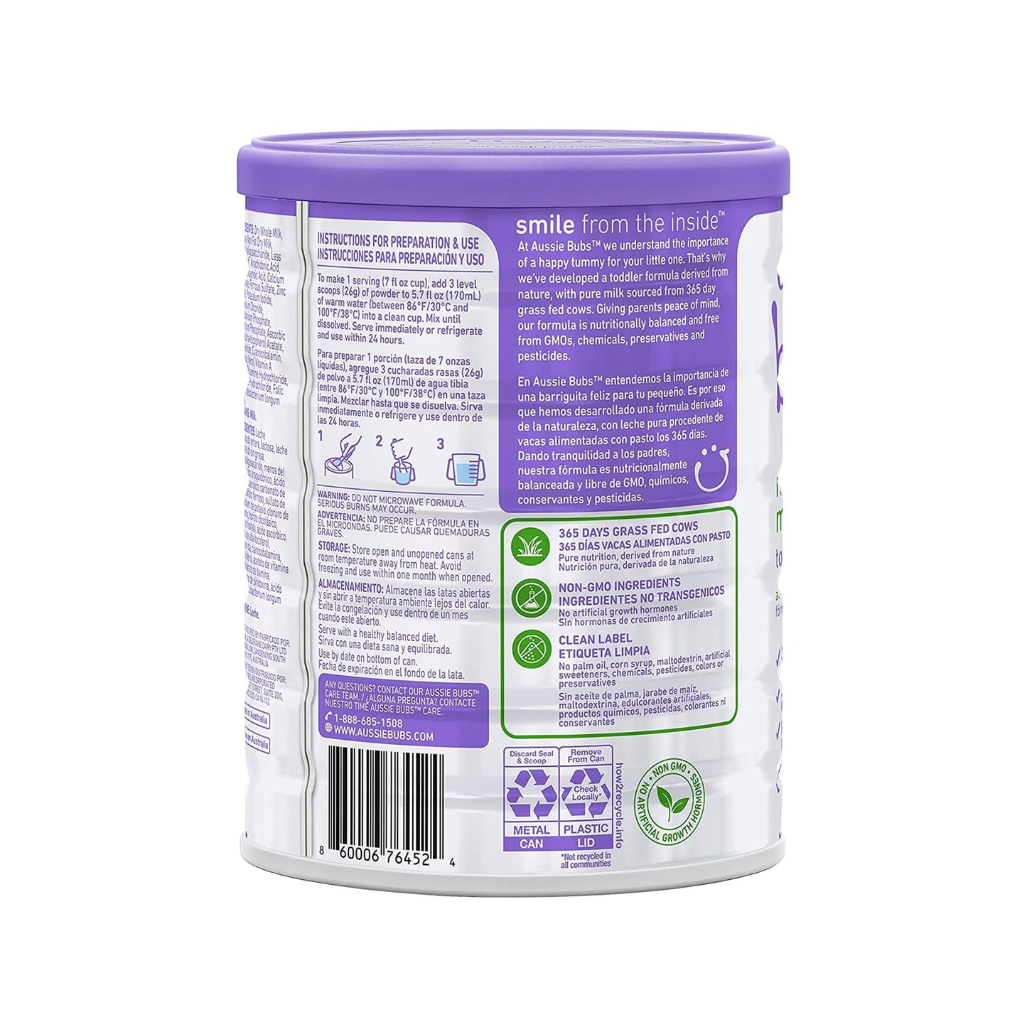 Bubs 365 Day Grass Fed Infant Formula with Iron, Cow Milk-Based Powder for Infants 0-12 Months, Made with Non-GMO Milk, 20 oz
