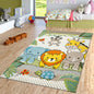 Kids Rug with Cute Animals on a Hot Air Balloon Ride in Pastel, Size: 2'8" x 4'11"