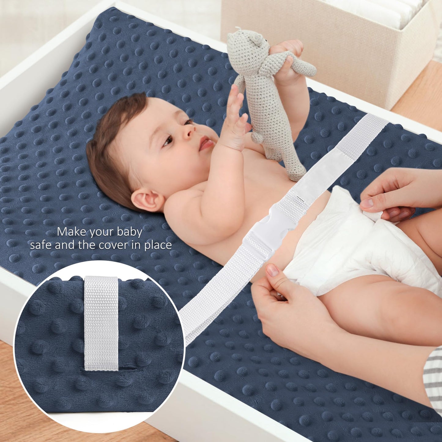 Susurration 2Pack Changing Pad Covers Super Soft Minky Dots Plush Changing Table Covers 33x17x7in Breathable Changing Pad Sheets for Unisex Baby Girls and Boys (Beige&Brown)