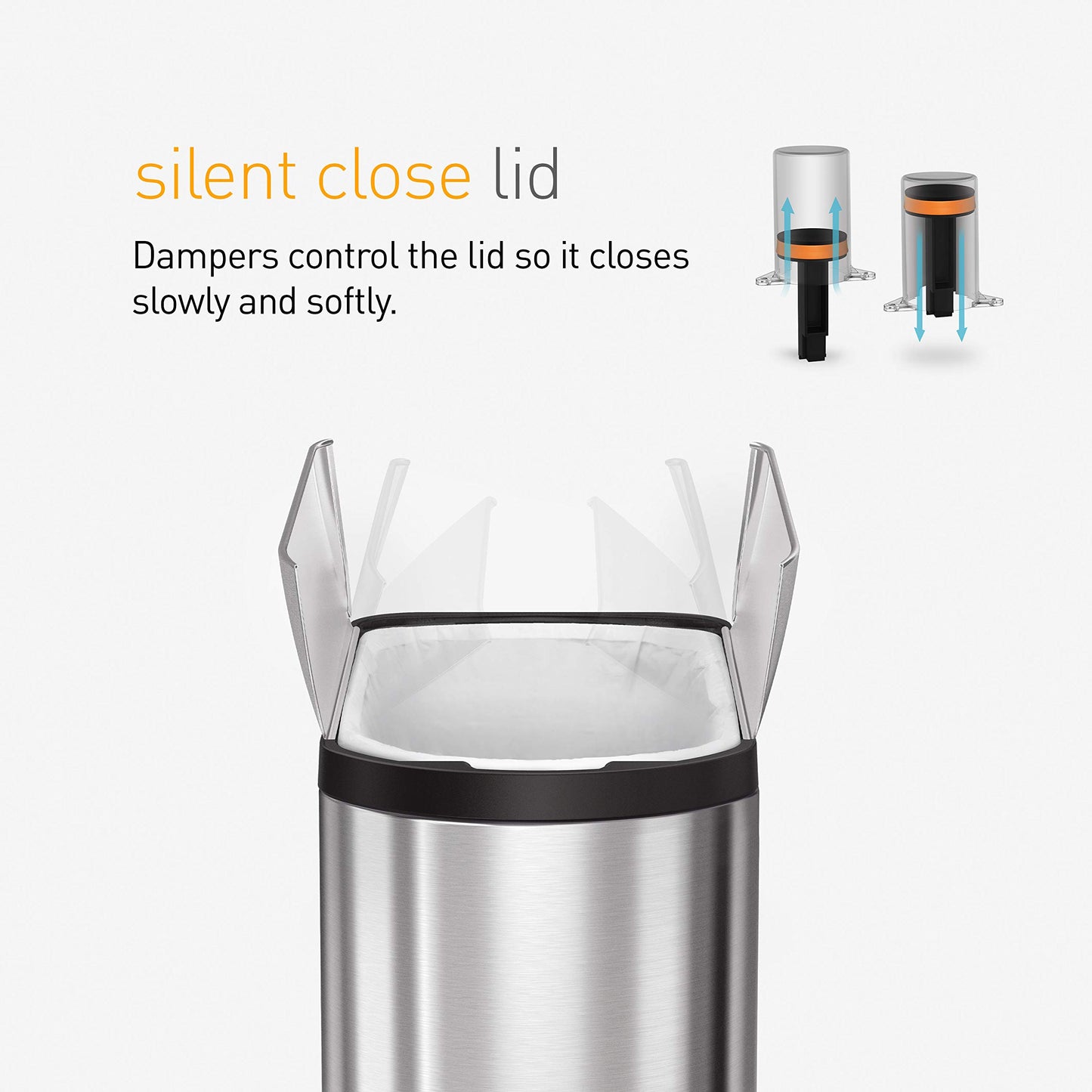 simplehuman Diaper Can with Odorsorb System (Odorsorb Pods and Odorsorb Liners), 18 Liter/ 4.8 Gallon, White Stainless Steel