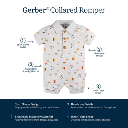 Gerber Baby Boys' Cotton Polo Romper