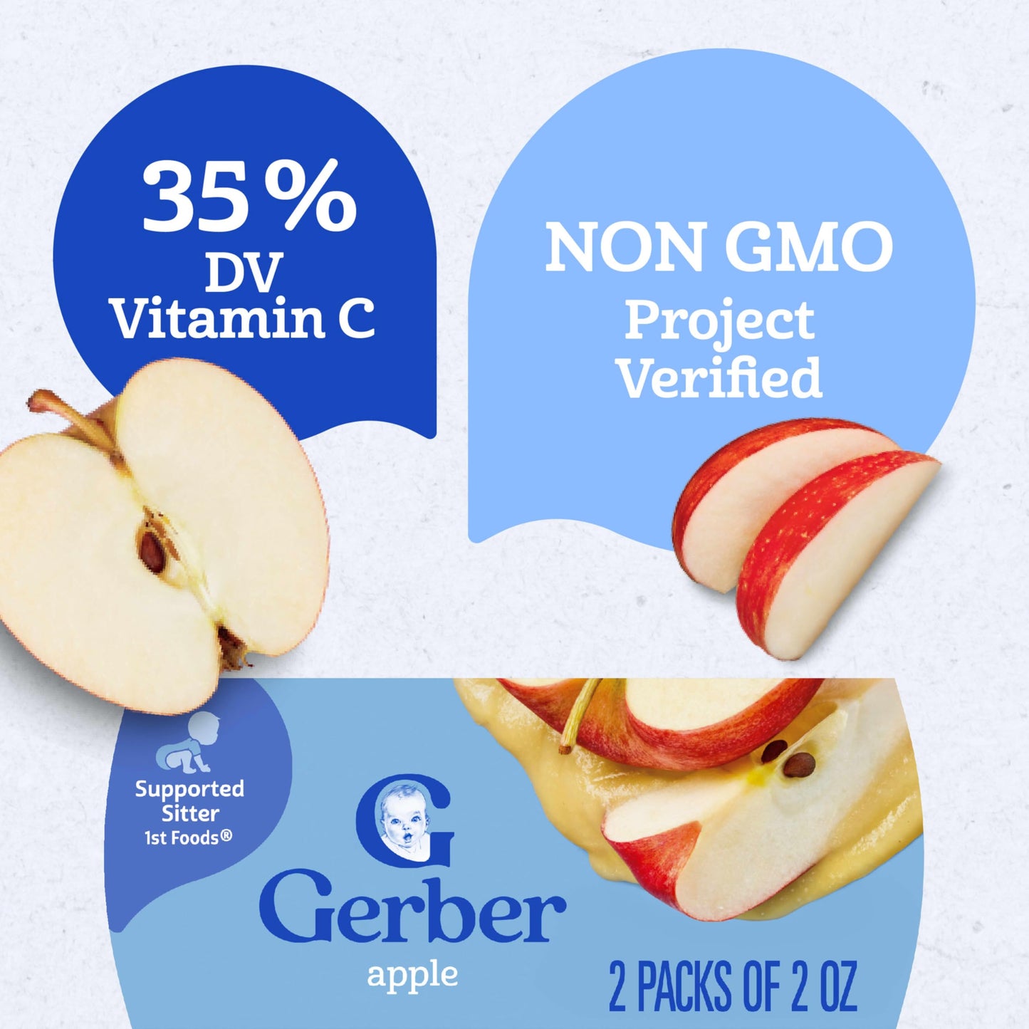 Gerber 1st Foods Baby Food Banana Puree, Natural & Non-GMO, 2 Ounce Tubs, 2-Pack (Pack of 8)