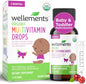 Wellements Organic Baby Multivitamin Drops (1 Fl Oz) - Cherry Flavor Liquid Multivitamins for Infants & Toddlers (2 Months+) - Toddler Vitamins for Immune Support*, Healthy Growth & Bone Development*