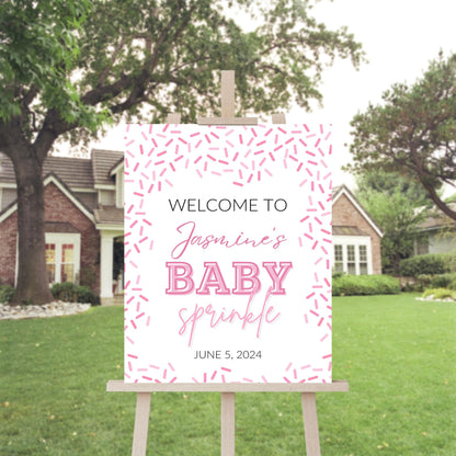 Personalized A Little Snowflake Is On The Way Welcome Sign, Pink, Girl, Winter Baby Shower Canvas