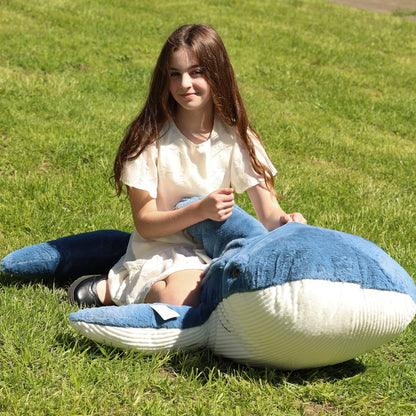 Tezituor 43.3 inch Giant Whale Stuffed Animal, Large Stuffed Whale Plush Ocean Toys, Hugging 4ft Soft Whale Plush Pillow for Girls Boys