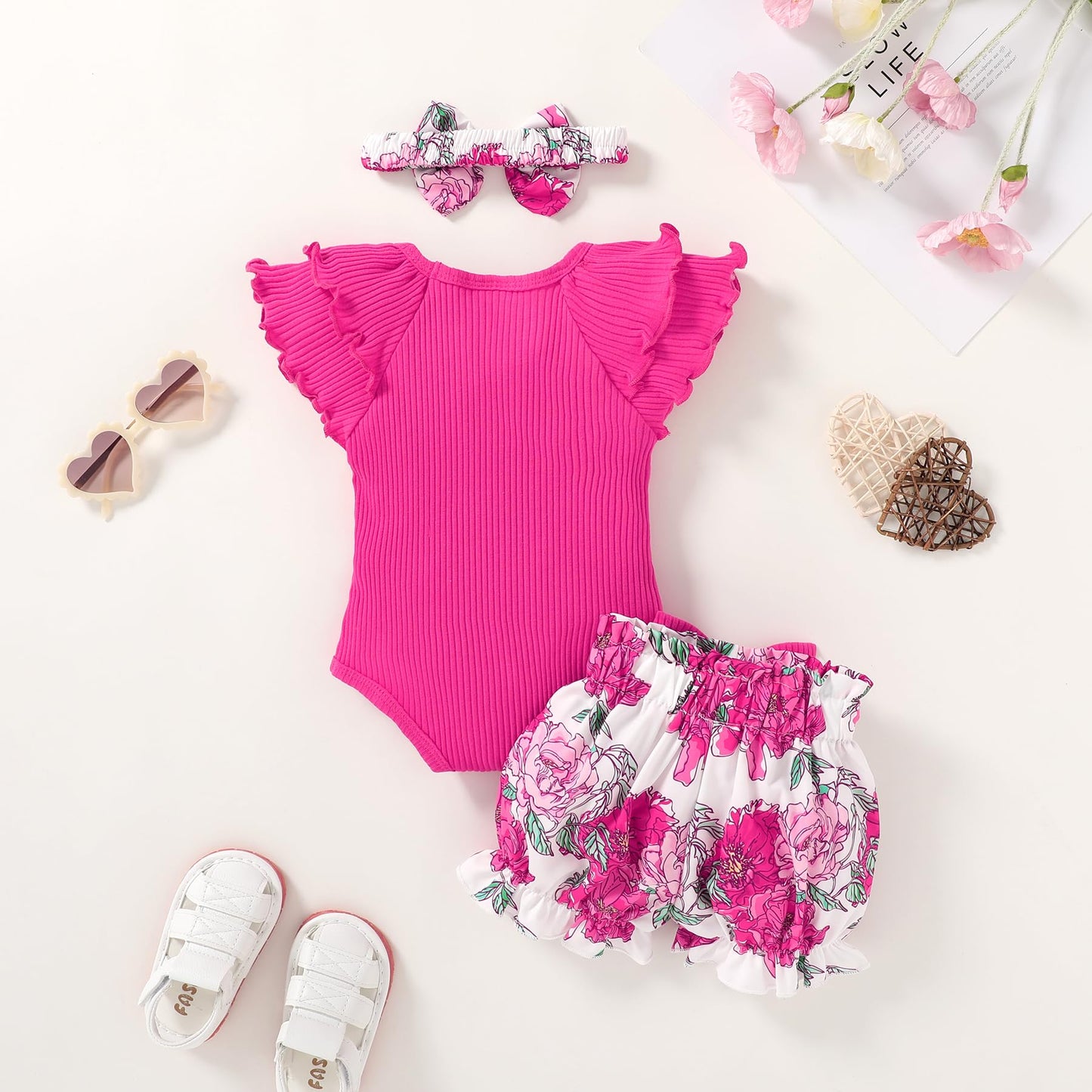 YOUNGER TREE Newborn Infant Baby Girl Clothes Romper Shorts Set Floral Summer Outfits Cute Baby Girl Clothing