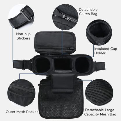 Momcozy Universal Stroller Organizer, 2 Insulated Cup Holders, Removable Zip Pocket, Adjustable Straps, Large Capacity Baby Essentials Compact Design, Fits Any Stroller (Multicolor)