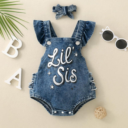 Baby Girls Summer Denim Romper Clothes Dress Newborn Onesie Sunsuit 3 6 9 12 18 Months One-Piece Jumpsuits Outfits