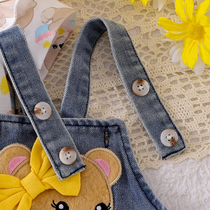 Baby Girl Clothes Suspender Skirt Newborn Ruffle Romper Cute Bear Jeans Dress Bow Headband Summer Outfits 0-18 Months