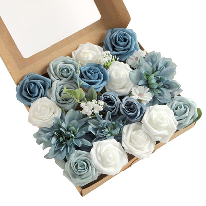 Artificial Flowers Combo, Fake Flowers for DIY Tables Centerpieces Baby Shower Bridal Shower Wedding Bouquet Arrangements Party Candle Holder Cake Decor Flower Home Decorations