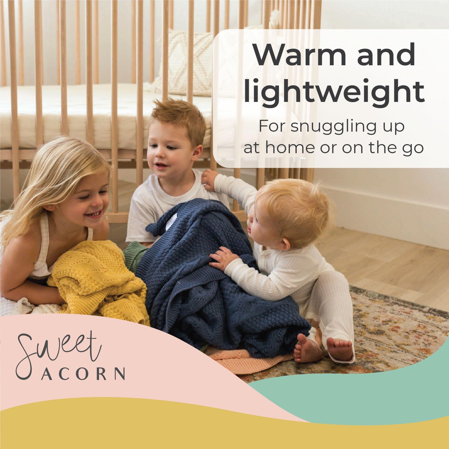 Knit Baby Blanket in Elegant Pattern, Organic Cotton Blankets for Crib or Stroller, Receiving Blankets - Salt White