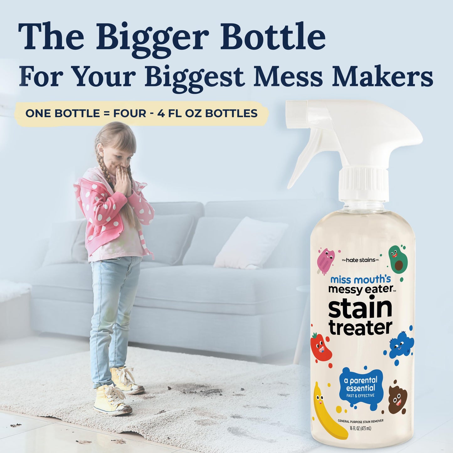 Miss Mouth's Messy Eater Stain Treater Spray - 4oz 2 Pack Stain Remover - Newborn & Baby Essentials - No Dry Cleaning Food, Grease, Coffee Off Laundry, Underwear, Fabric