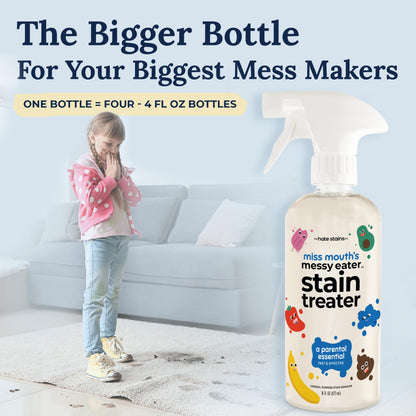 Miss Mouth's Messy Eater Stain Treater Spray - 4oz 2 Pack Stain Remover - Newborn & Baby Essentials - No Dry Cleaning Food, Grease, Coffee Off Laundry, Underwear, Fabric