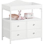 BOLUO White Changing Table with Drawers Fabric Baby Dresser with Changing Table Top Diaper Changing Station with Storage Shelf for Nursery Modern