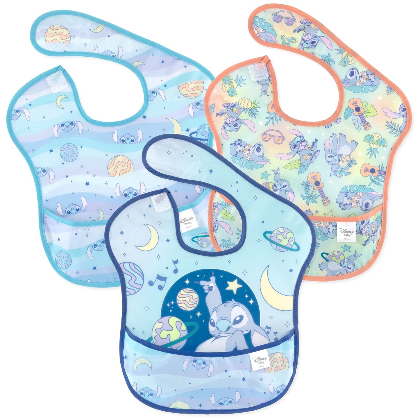 Bumkins Disney Bibs for Girl or Boy, SuperBib Baby and Toddler 6-24 Months, Essential Must Have for Eating, Feeding, Baby Led Weaning, Mess Saving Waterproof Soft Fabric, 3-pk Pooh Bear and Friends