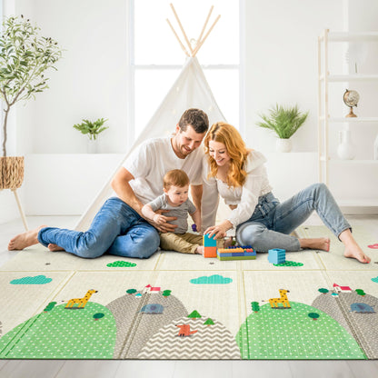 Sorbus Foldable Baby Play Mat, Kids Foam Mats for Floor with Travel Bag - Waterproof Foldable Play Mats for Babies, Infants, Toddlers, and Kids Playtime & Tummy Time 78x70x0.4 (Safari Party)